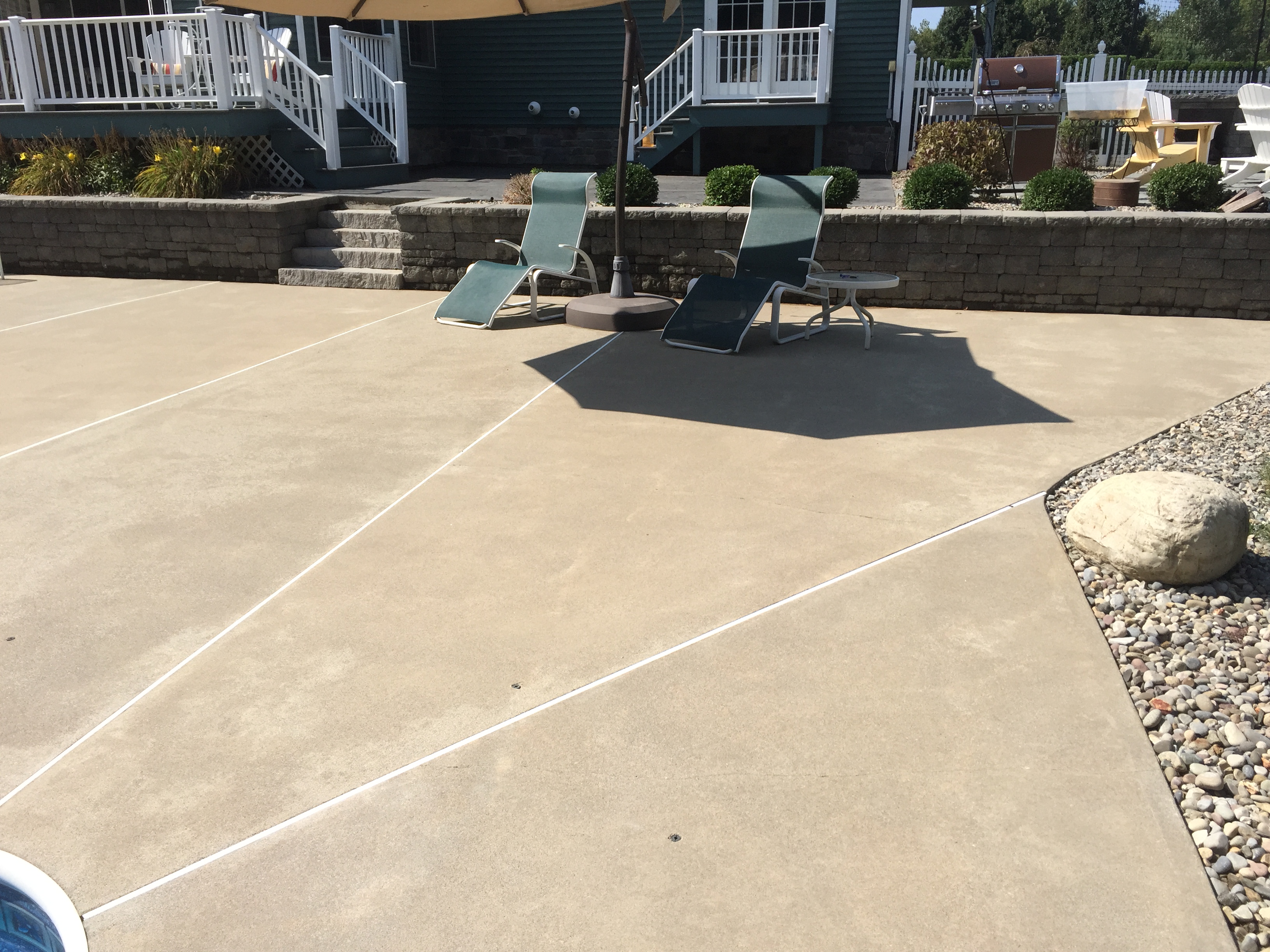 Clean concrete patio after power washing