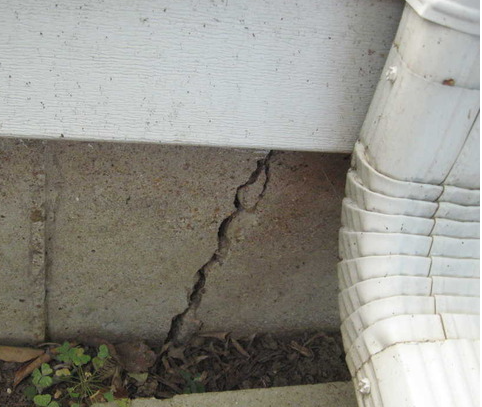 Foundation damage caused by poor water drainage